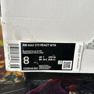 Nike Air Max 270 React WTR Black/Metallic Silver Label